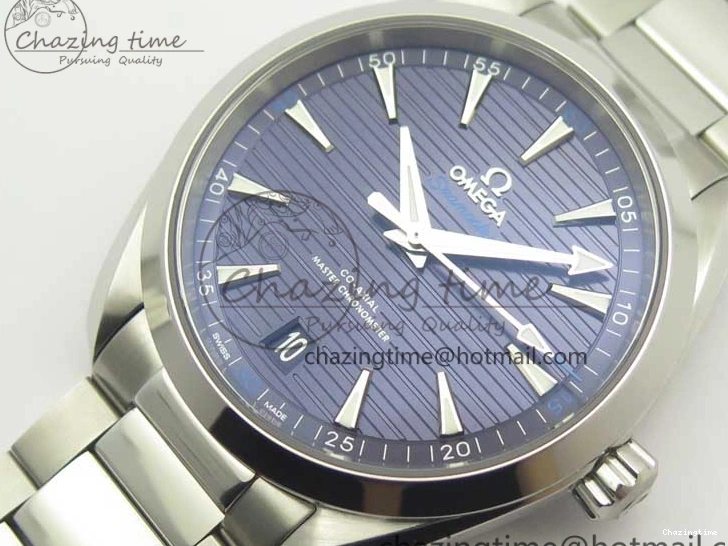 0130 Aqua Terra 150M Master Chronometers VSF 1:1 Best Edition Deep Blue Dial Silver Hand on SS Bracelet A8900 Super Clone HighPerformance 8013